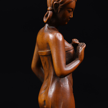 Yellow Poplar Wood Engraving Imitation Ancient Home Decoration Solid Wood Living Room Figure Beauties Crafts Ancient Play Pendulum of the Year of the Art