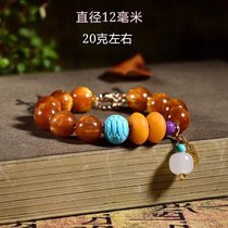 Pure natural chicken oil gold silk willow male and female with a round pearl hand string accessories original stone honey wax amber man Buddha pearl bracelet