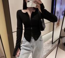 ADO 2021 autumn new zipper slim small machine base knitwear thin and versatile top for women