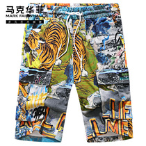 Mark Waffee Shorts Mens 2022 Summer New Pants China Wind Country Tide Print Sports Casual Beach Pants