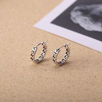 ten Viv s925 pure silver ear buckle woven chain personality temperament hip hop male ear ring female small crowdsourced silver ear ring