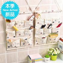 Environmental protection linen storage bag hanging wall sundries bag hanging m wardrobe hanging pocket student storage bag cloth