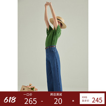 Beautiful Emperor Blue High Waist Wide Leg Jeans Women 100 Hitch High Display Slim Pants 2022 Summer New