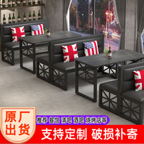 Industrial Wind Bar Table And Chairs Combine Clear Bar Barbecue Restaurant Restaurant Six Table Dining Table Wine Gallery Retro Cassette Sofa