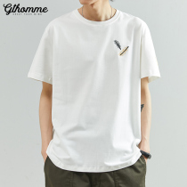 Summer new mens printed round collar short sleeves T-shirt trendsetto loose casual Jane about 100 lap clothes half sleeve