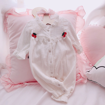 Baby girl autumn clothes newborn long-sleeved romper cotton one-piece 100-day feast Baby princess full moon 100-day dress