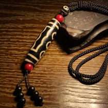 Tibetan style wrapped pulp large hole weathered old agate ten six-eyed celestial bead necklace pendant pendant for men and women