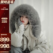Big joy homemade black bandage goose down jacket | long slim hooded fur collar windproof and wrinkle-resistant down jacket jacket