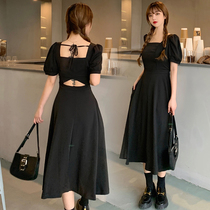 Herben Wind Lions dress Girl 2022 Summer French Temperament Slim-skinnier with back black Mori Long dress