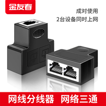 Jin Youchun network cable splitter one point two adapter rj45 shielded three-way head simultaneous Internet Network splitter