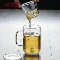 IKXO Foot Silver Tea Water Separation Glass Tea Cup Home Office Water Cup With Filter Glass Cup