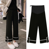 Pregnant Woman Pants Autumn Winter Dress Spring Fall Outside Wearing Boomer Pants Winter Plus Suede Thickened Trendy Broadlegged Pants Autumn Winter