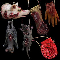 Halloween horror pendant rotten hands broken feet rotting and bleeding Haunted house secret room layout bloody fake bat mouse pigs head