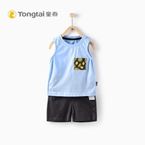 Tongtai summer new 5-2 4 yue male female baby pullover vest shorts baby casual summer two-piece set