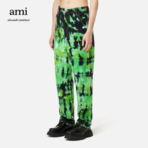 The AMI mens and womens classic designer style cotton-tie-dye low-rise casual low-rise jeans