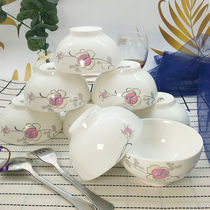 Special price 10 fit 4 5-inch thickened anti-burn Jingdezhen Home Ceramic Tableware Bowl rice bowls Cute Eating Bowls