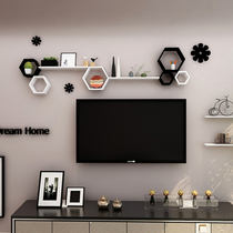 TV background wall shelf Wall Wall wall hanging TV cabinet Wall living room bedroom wall cabinet creative plaid decoration
