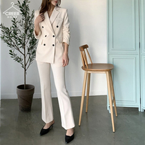 Double-row buckle Career microlagpants Western suit Women 2022 Chunqiu Han version jacket temperament Slim Fashion Small Suit Suit