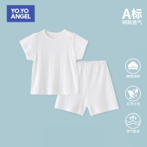 Baby suit Short sleeves shorts Summer thin section Split Air Conditioning Suit Pure Cotton Male baby Summer clothes Home Sleeping Clothes Woman