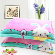 Pillow cover warm pillowcase One pair of pillowcases 2 Falaer padded children flannel coral velvet kindergarten