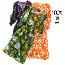 See-through summer silk sunscreen fairy holiday wind split skirt watch out for machine dress Super fairy long dress beach skirt for women