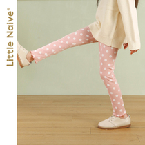 LittleNaive small innocent autumn pants girls leggings New wear small children wave point elastic pants