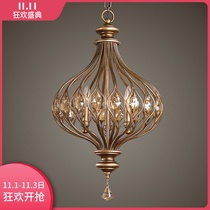 American crystal chandelier wrought iron retro restaurant bar personality bar clothing store cafe industrial wind lamps