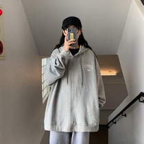 Sweater women tide ins2021 spring new couple bf Harajuku hooded cardigan jacket jacket Korean version lazy wind