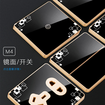 M4 switch socket panel black household 86 type wall switch socket five-hole power socket panel package