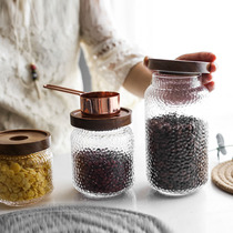 Glass hammer eye pattern kitchen large transparent sealed storage tank food coffee sealed tank dried fruit grain storage tank