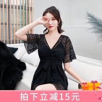 2021 new swimsuit woman high waist display slim foam hot spring big code Fat MM Chater conservative large breasted swimsuit middle-aged