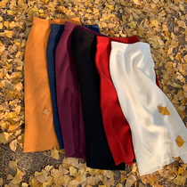 From a 6-color skirt super thick 10% cashmere knitted skirt womens winter thick elastic high waist skirt split