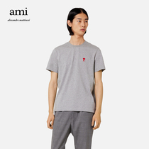 AMI 22 new Fall Winter Love Cotton solid colour casual simple round neck short sleeve T-shirt