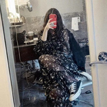 2021 spring and summer floral dress Ouyang Nana with the same wild printed chiffon long skirt super fairy skirt female