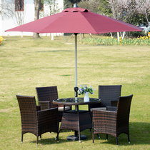 Outdoor table and chair rattan chair courtyard garden balcony table chair umbrella simple leisure furniture small tea table five-piece combination