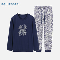 Schiesser Shu Ya family clothes women cotton pajamas round neck long sleeve trousers set casual wear 21 new