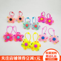 Korean version of the fabric five-petal flower leather band color beads Childrens hair circle head rope Princess handmade hair rope headdress hair jewelry