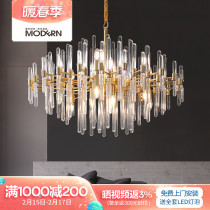 All copper crystal chandelier Light luxury post-modern minimalist American living room dining bedroom creative atmosphere designer