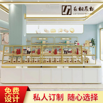 Wrought iron bread cabinet Bread side cabinet Cake model cabinet Baking high-end titanium plated push-pull solid wood water ash willow island cabinet