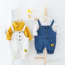 Baby Spring Clothing Suit Men 0-1-3-year-old Chauchun Fall Cowboy back with pants Two sets of male and female baby clothes