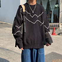 Autumn and winter New Korean trend boys loose lazy wind sweater Ruffian handsome port wind Joker sweater ins Tide brand