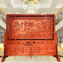  Dongyang wood carving promotion is more than a year old Floor-to-ceiling screen Chinese solid wood partition plug-in screen double-sided carved entrance seat screen