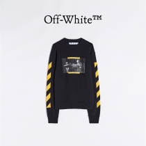 OFF-WHITE Mens Black Caravaggio Oil Painting OFF Logo Long sleeves Repaired Body Round Collar