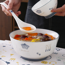 Nordic Cutlery Soup Bowl Noodles Bowl Cute Bowl Tray Suit Creative Ceramic Plate Cartoon Big Soup Bowl home single