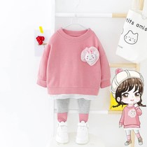 Female baby spring suit 1 3 years old 2 foreign atmosphere 0 girl coat baby child clothes Korean version of two sets tide