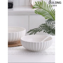 Restaurant boiled fish bowl Household ceramic bowl and noodle bowl Pure white noodle bowl soup oversized 12-inch soup bowl