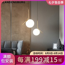 Brass Nordic bedside chandelier Modern simple Bedroom aisle IC restaurant Small glass ball creative corridor lamps