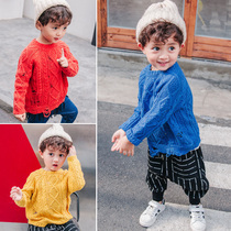 Winter new childrens sweater Boys twist round neck sweater Large childrens sweater baby casual wild childrens clothing