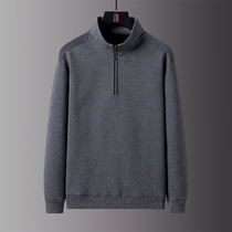 Middle aged mens sweatshirt spring and autumn slim fit dad round neckline jacket head daddy hit bottom long sleeve T-shirt casual clothes