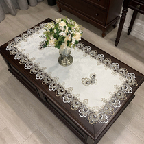 Coffee table tablecloth rectangular coffee table mat American Western tablecloth New Chinese solid color fabric European lace book tablecloth